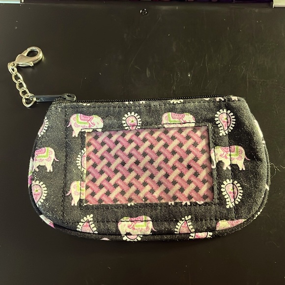 Vera Bradley Retired Pink Elephant ID Zipper Coin Purse/Wallet - Picture 1 of 3